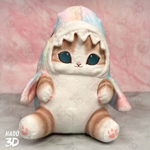 Mofusand Pastel Shark Cat BIG Plush Marble Rainbow Meow Japan Exclusive New - Picture 2 of 7